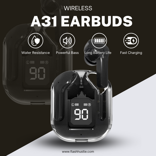 FlashHustle Air 31 Wireless Earbuds with super long lasting battery